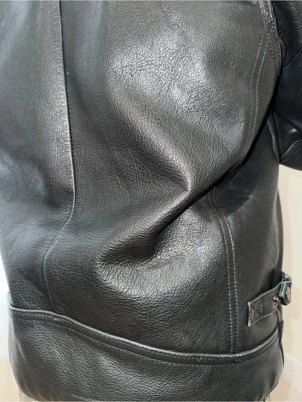 Men's Black Calvin Klein Leather Moto Jacket - Classic Biker Style